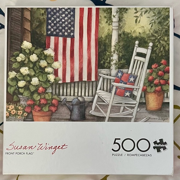 Buffalo Games 500 Piece Puzzle - Front Porch Flag. Susan Winget. - Picture 1 of 6